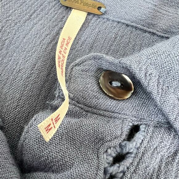 Free People Katie Bird Lace Crochet-Inset Long Sleeve Shirt - Picture 4 of 4